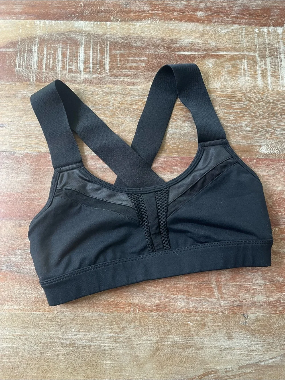 ALO Yoga Black Mesh-Panel Sports Bra